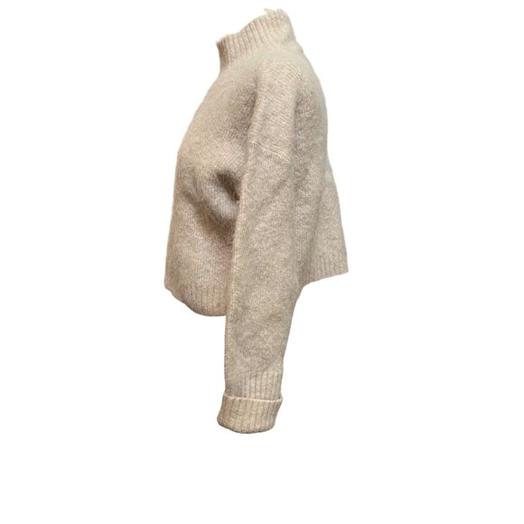 Los Angeles Atelier Beige Alpaca Blend Cropped Knit Mock Turtleneck Sweater Med‎ - Picture 2 of 6